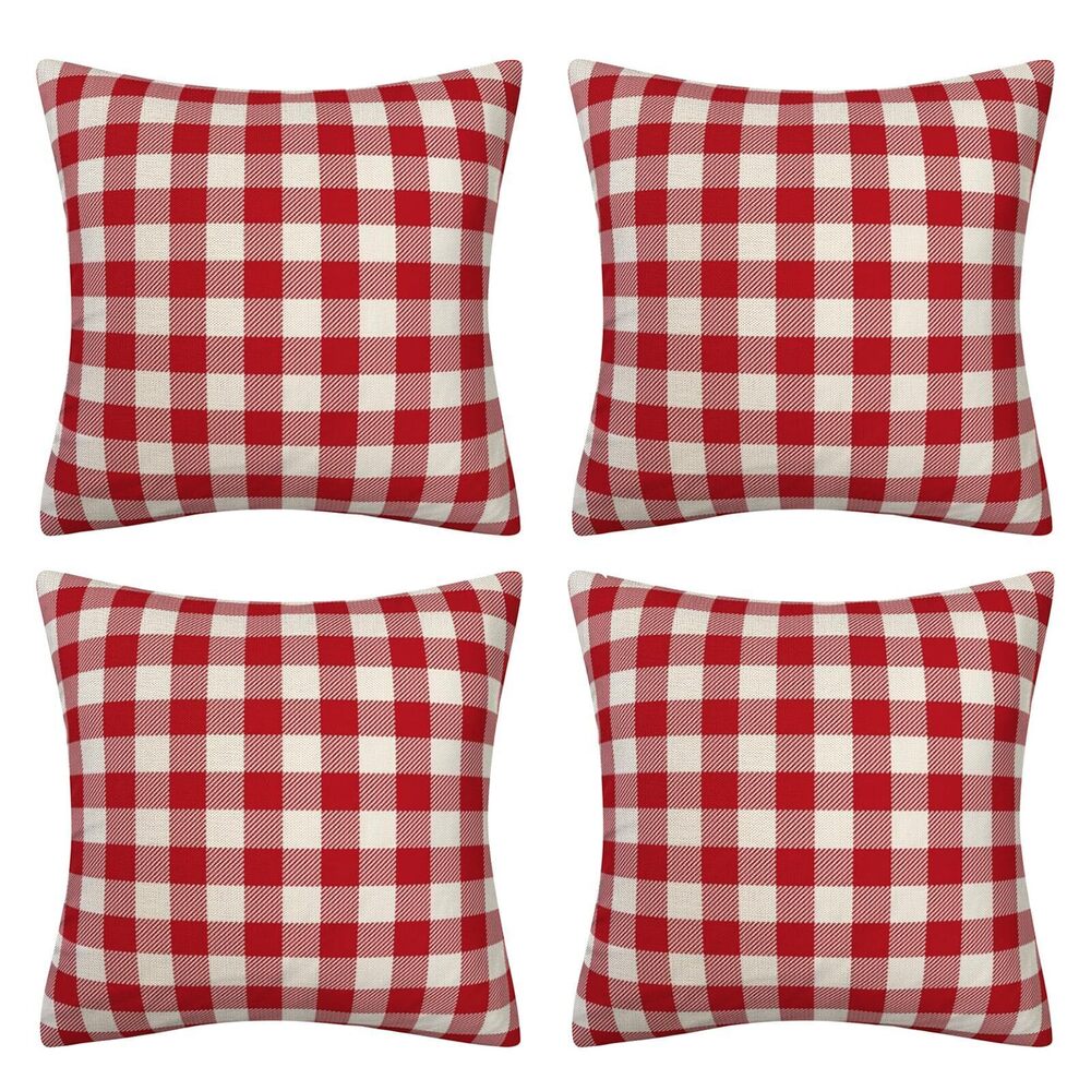 6662 Red and White Buffalo Check Plaid Throw Pillow Cover Farmhouse